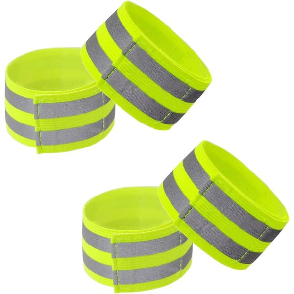 4 Stykker Reflekterende Sikkerhetsarmbånd Justerbart Reflekterende Armbånd og Elastisk Reflekterende Bånd for Utendørs Jogging Sykling Vandring