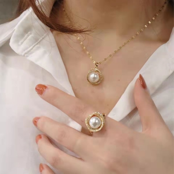 Koreansk version naturlig perle halskæde kraveben øreringe tita