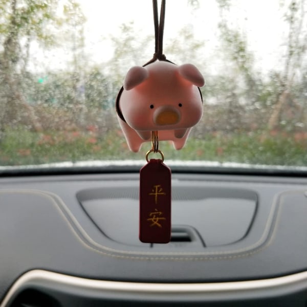 1 pakke bilinteriør Lucky Pig Ornament Bilspejl vedhæng, O