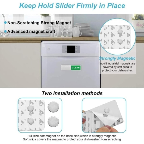 Magnetisk opvaskemaskineskilt med glidende indikator - Anti-ridse an