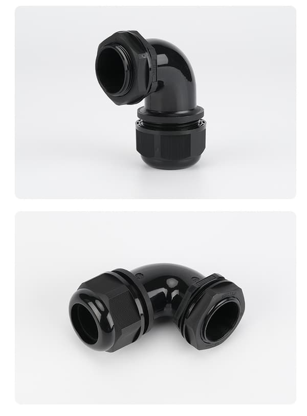 90° Vanntett Kabelnippel Skjøt 9mm-14mm Dia Kabel 2 stk