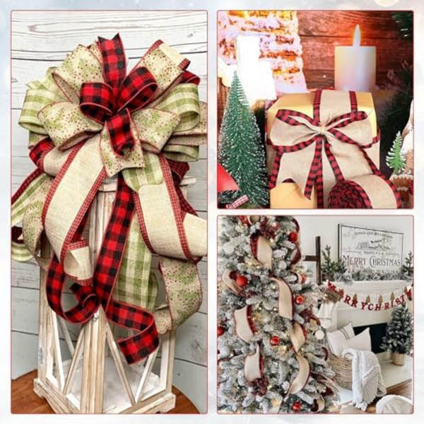 11 Yards Buffalo Plaid Burlap Bånd, Sort Rød Ternet Burlap Bånd, Ternet Kant Tråd Bånd, Tråd Bånd til Gave