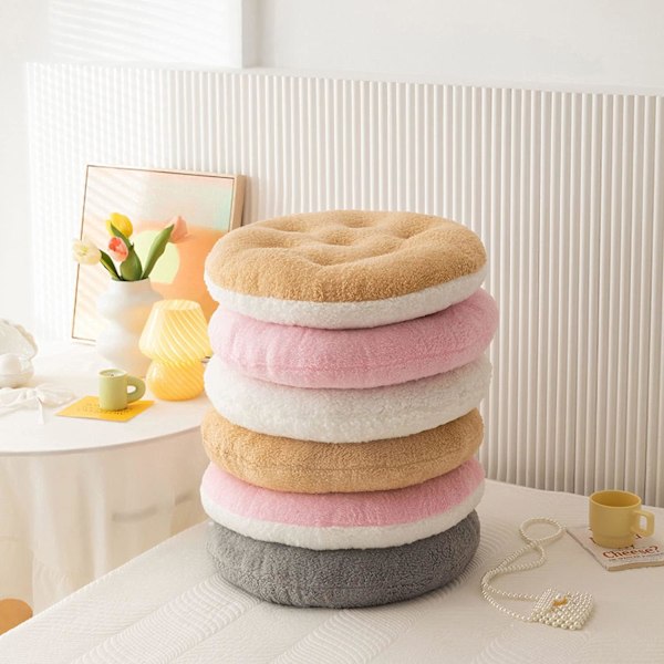 1 stk Rund Stolputer Sittepute Pluss Pute Myk Fluffy Tykk Lammeull Sittepute Stolputer for Hjem Kontor