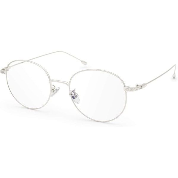 1 stk Blålysbriller, Vintage Runde Falske Brilleglass Anti-UV Filter Comput silver