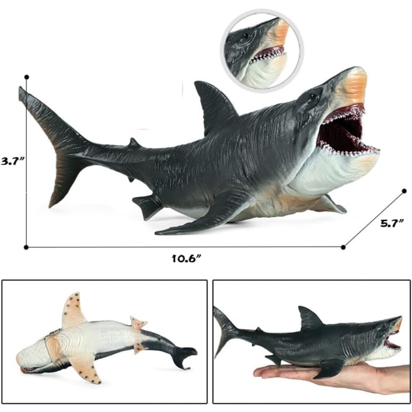 Stor Megalodon Haj Legetøj, Plastik Havdyr Figur, Realistisk Havmonster Legetøjsfigur