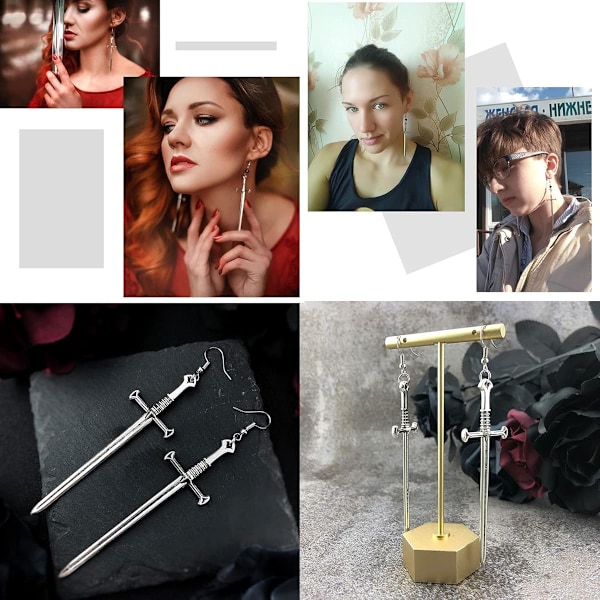 12 Par Gothic Punk Vintage Örhängen Set Grunge Goth Punk Rock Harajuku Emo Smycken Silver Bat Cross Snake Pentagram Sw