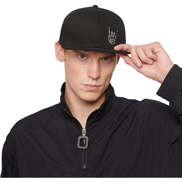 Miesten litteälippuiset hatut, Cool Rock Roll -kallohattu, luuranko käsi, miesten snapback-hattu, baseball-lippis, musta snapback-hattu pojille