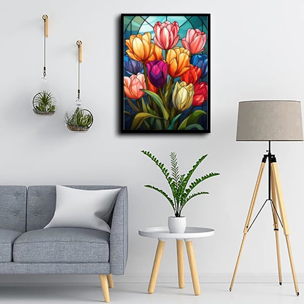 1 stk Diamantmaleri Sæt til Voksne, Diamantmaleri Sæt, 5D Blomst Diamant Kunst Sæt til Voksne Begyndere Gem Art Fu