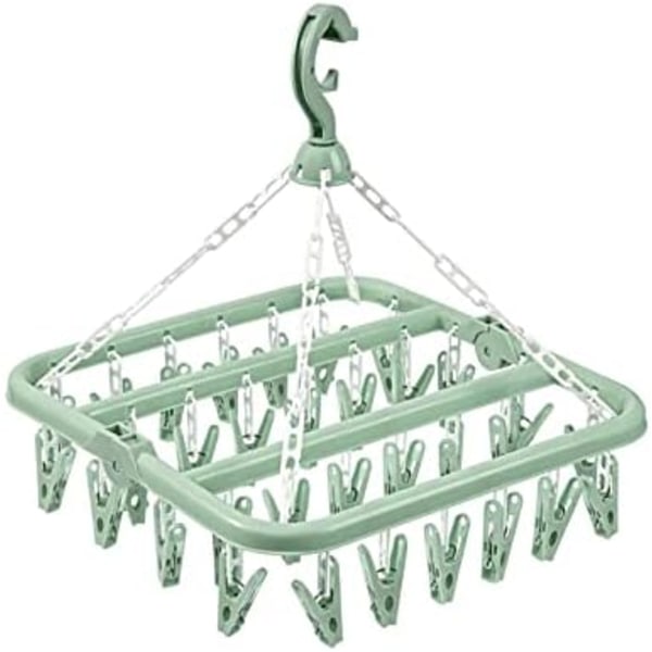 35x32cm Socktork med 32 Klämmor Inomhus Utomhus Tvättställ Hängande Vikbar Roterande Klädtork för Strumpor