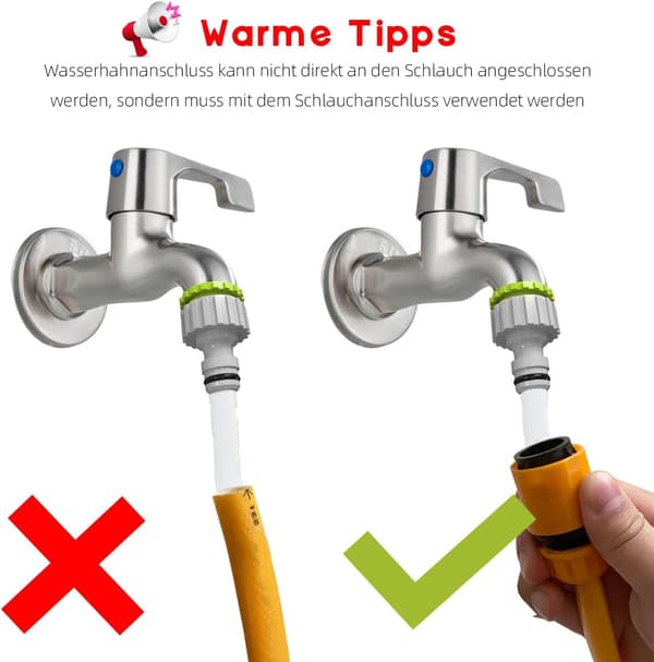 2-i-1 vandhaneforbindelse - 4 pak, 1/2\" og 3/4\" haveslangeforbindelse, slangeforbindelsessæt til havevanding
