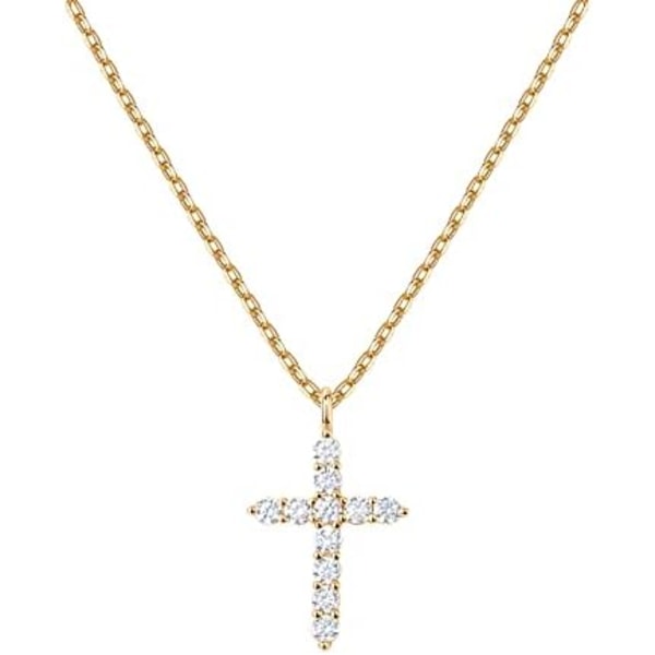 925 Sterling Silver Diamant Kors Halsband (Dam) | Kors Tro Pendant Halsband