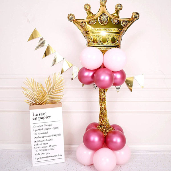 6 stk store gull krone ballonger, gigantisk foliehetteballong, aluminium