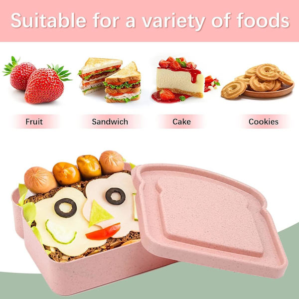 Sandwichbeholdere, Sandwichbeholdere for lunsjbokser Plast Toastformet Matlagring Sandwichboks med lokk, BPA Fri