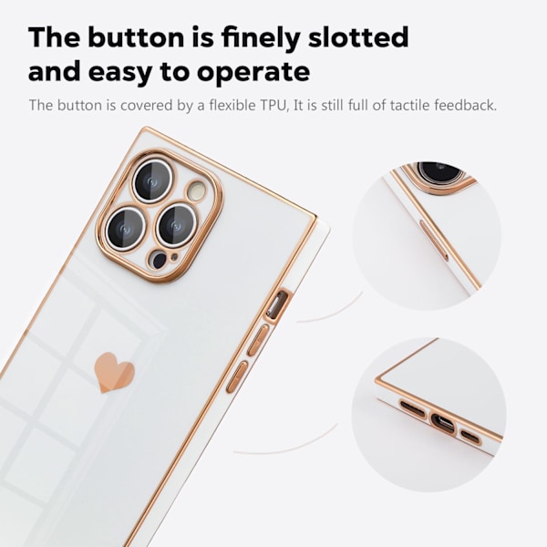 Fodral för iPhone 16 Pro Max - Rektangulär Design, Fullt Kameraskydd, Söt Hjärtformad Mönster, Elektropläterad Förstärkt Majs