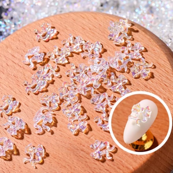 1 Eske med 6 Farger Søte Kawaii 3D Neglepynt Resin Akryl Neglediamanter Rhinestones Aurora Glitterpynt for Neglekunst DIY