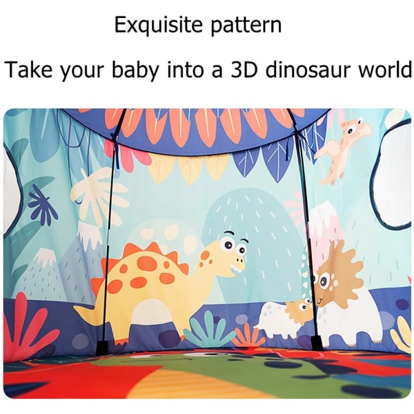 Barnetelt, innendørs barnehytte, dinosaurbarnetelt med hylse, leketøy ti