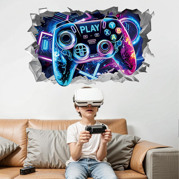 3D Väggdekorationer för Spel, Stora Spelkontroll Dekaler, 3D Kontroll Väggdekal, Spel Väggposter Dekoration, Väggdekal för Pojkrum, 40 x 60