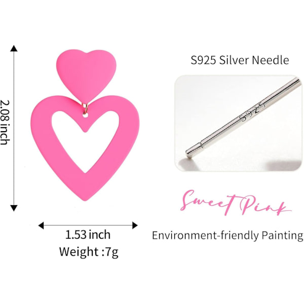 5×4×0,6 cm Dobbel Hjerte Øredobber Henge Hjerte Dråpe Øredobber For Kvinner Kjærlighet Hjerte Henge Øredobber Valentinsdag Mor