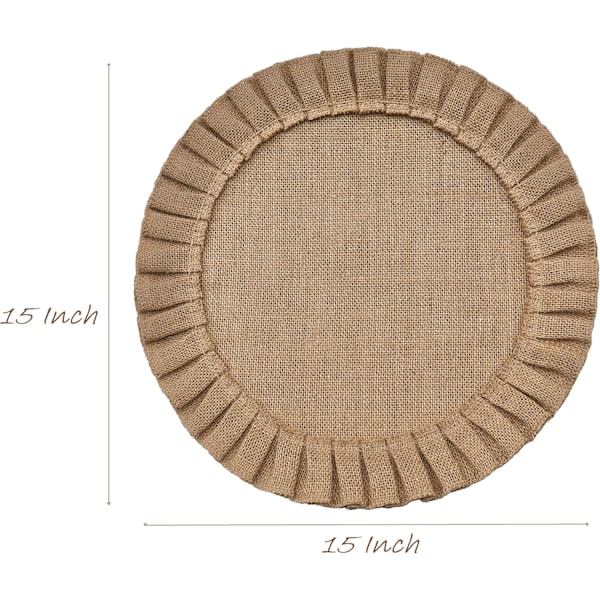Rustika Bondgård Rund Bordstabletter i Burlap, Set om 4, Storlek 15 Tum i Diameter, Rufs Kantdesign