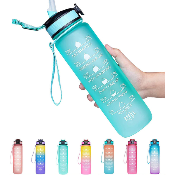 Lekkasikker BPA-fri drikkevannsflaske med tidsmarkør a