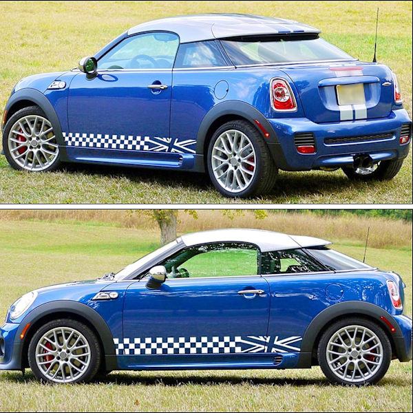 (Hvid) 1 par 18cm Racing Ternet Flag Side Stripe Stickers Gitter Grid Stripe Grafik Vandtæt