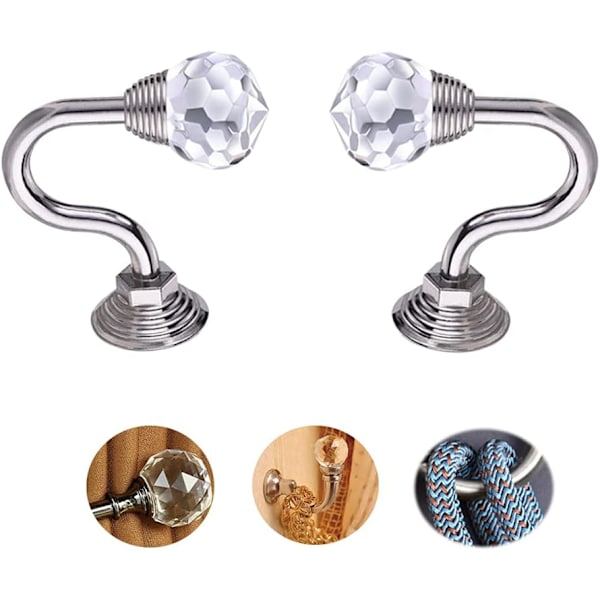 Krystal Gardin Kroge 4 Stykker Sølv Metal Gardin Væg Tiebacks Krystal Holdback Vindue Draper Cr