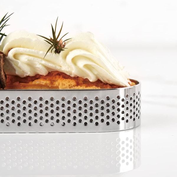 6 st Tårtformar i Rostfritt Stål, Perforerade Ovala Bakformar för Franska Dessert, Små Frukt Tartebotten