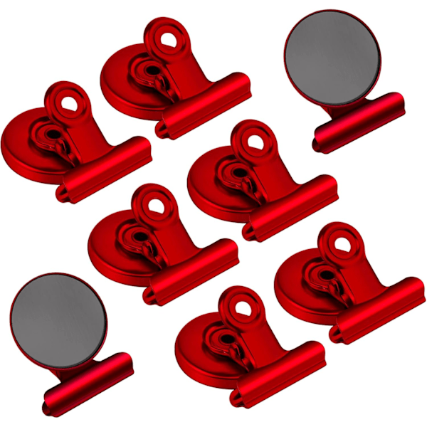 (Red) 8 Pack Magnet Clips, Strong Fridge Magnet Clips, Heavy Duty Fridge Magnets for Whiteboard, Off