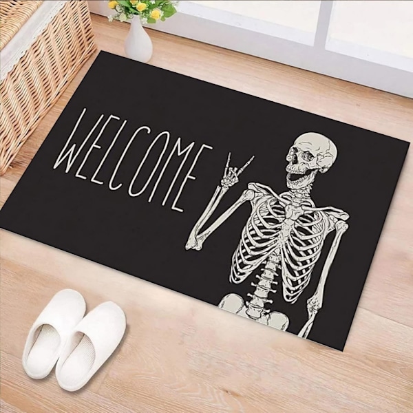 Halloween Anti-Slip Velkomstmåtte Til Fordøren, Sjov Skelet Design 50*80cm