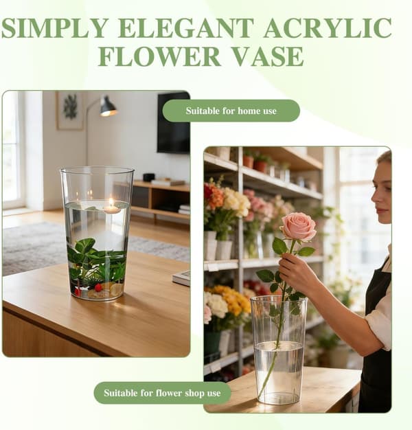 Klar plastblomvas för blomsterbutik, bröllopsbordsdekoration, blomsterarrangemang