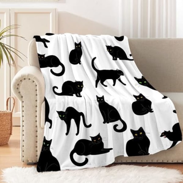 Svart Katt Filtpläd Super Mjuk och Mysig Pläd för Heminredning, Soffa, Säng, Soffa 50\"x40\" Liten för Barn för A