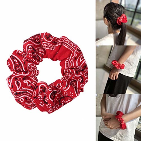 Hårband med Scrunchie, Scrunchies i bomullstryck Hårband Scrunchy Hårband för kvinnor Hårelastiska band. 5 st