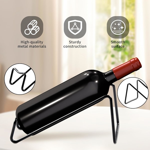 2 stk. Vinflaskeholder, Metal Lille Vinstativ, Bordplads Vinflaskeopbevaring Stativ til Skab, Pantry, Bar, Sort