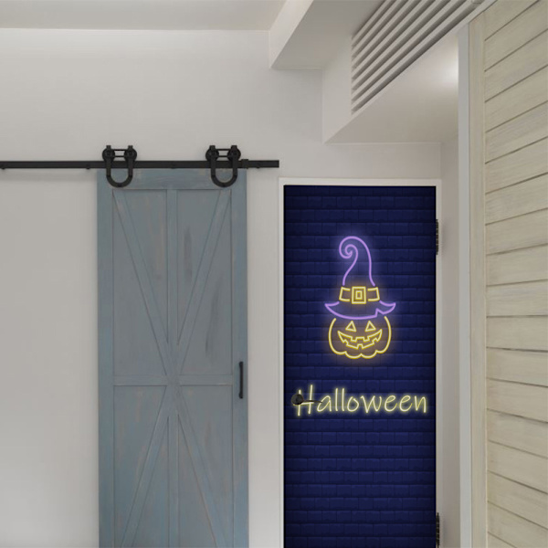 3D Halloween-kurpitsapään oven tarrat, 30 x 79 tuuman kurpitsapään realistinen oven taustakuvatarra
