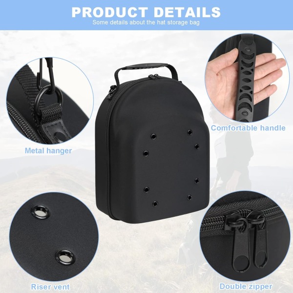 Hat Travel Case, Hat Carrier Case with Carrying Handle and Adjustable Shoulder Strap, Works Great as