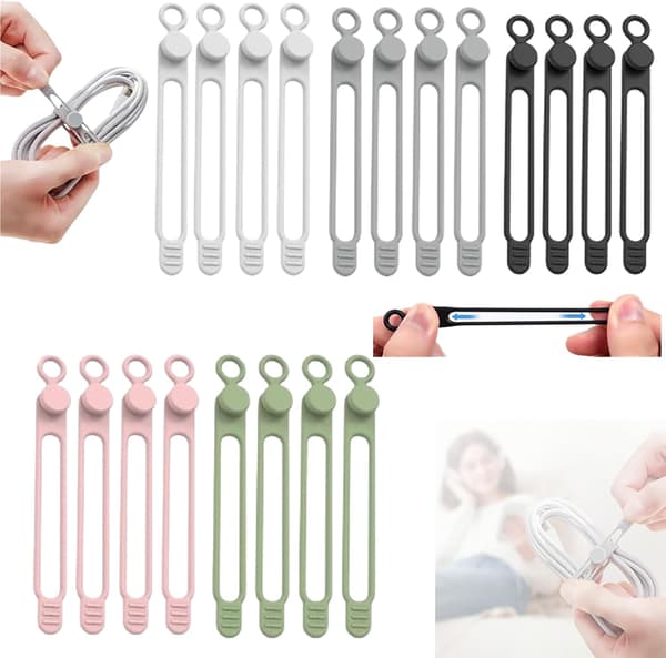 Data Kabel Organizer, 2025 Opgraderet Silikone Hovedtelefon Organizer, Silikone Kabelbindere Genanvendelig Kabelstyring Organizer Multipurpose Elastisk Snor Org