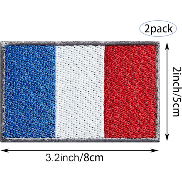 2-pack Frankrikes flagga-lappar - Broderade lappar - Franska flaggor -