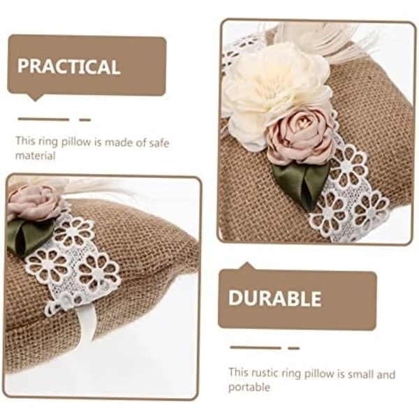 16x16cm Bryllupsringpute Blomstkurv Dekorative Sengputer Forlovelsesringputer Dekorative Rustikk Pynteputer