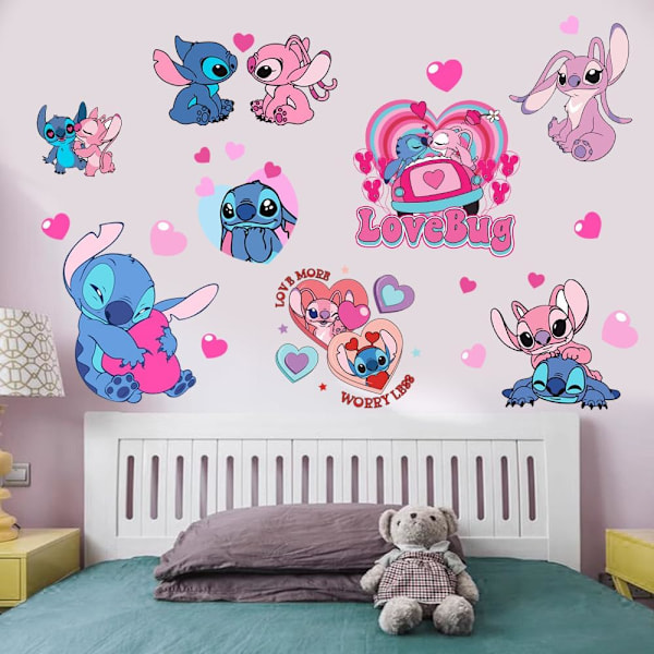 Lilo ja Stitch Seinätarrat Lasten Piirretty 3D Irrotettavat Seinätarrat Sisustus Pojille Tytöille Makuuhuone Olohuone Hoitaja