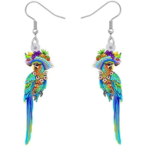 2x5,1 cm Akryl Söta Arapapegoja Fågel Örhängen Hängande För Kvinnor Djur Smycken Presenter Charm Hawaii Tillbehör