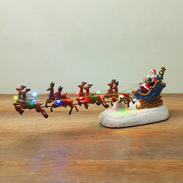 Harpiks Juledekoration Gave Lysende Hjorte Kurv Julepynt Fest 36*7*12cm