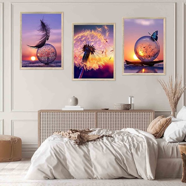 Diamantmålning Kit, 4-pack 5D Full Diamond Painting