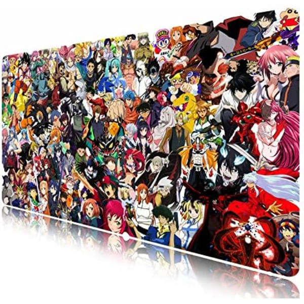 Udvidet Stor Spilmusmåtte, Fuldt Skrivebords Tastatur Musmåtte, XXL Stor Musmåtte med Anime, Vandafvisende og Anti-Skridsikker til