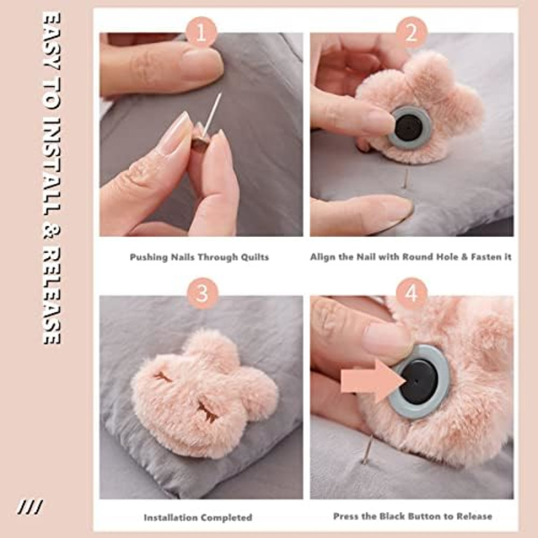 6 st Bomullskanin Quiltöverdragsstift Halksäkra Täcken Quiltfixare Täcke Fästen Grepp Anti-Rörelse Sängtäcke Cl