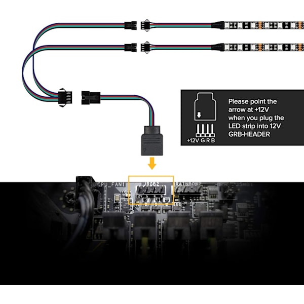 RGB LED-strimmel til pc 2 stk. 50 cm RGB LED-strimmel til 12V 4-pin RGB LED-hoved til ASUS Aura Sync, Gigab