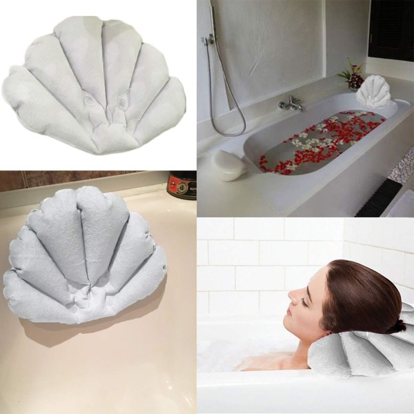 1 bit uppblåsbar badkudde, badkarskudde med sugkoppar, formad badkudde, Relaxation Sp