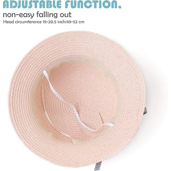 1 setti, olkihattu ja olkitasku, olkihattu tytöt lasten aurinkoahattu kesärantahattu olki P Pink