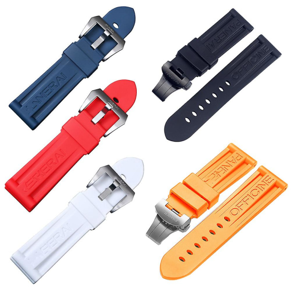 (Red 24CM 1 piece)Watch Strap Silicone Rubber Watch Band Replacement For Paner