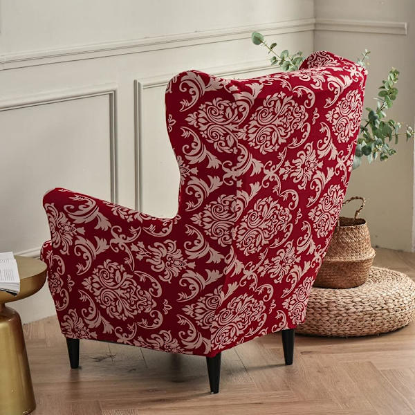 (Barockstil) 2-teiliges Stretch-Wingback-Stuhl-Hussen-Sessel-Hülle