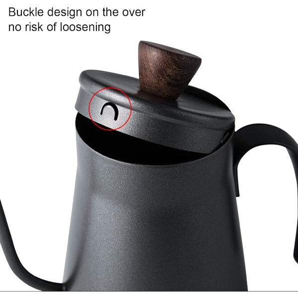 (400ml Hurtigopvarmning Mat Sort) Kaffe Gåsehals Kedel Lang Smal Tude Pot Rustfrit Stål Hæld